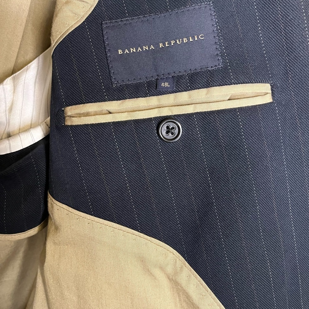 Banana Republic Classic Dark Navy Pinstripe Men's Blazer Size 48L RN 54023 - Picture 12 of 16